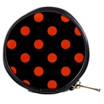 Polka Dots - Tangelo Orange on Black Mini Makeup Bag