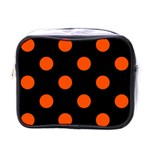 Polka Dots - Tangelo Orange on Black Mini Toiletries Bag (One Side)