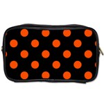 Polka Dots - Tangelo Orange on Black Toiletries Bag (One Side)