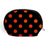 Polka Dots - Tangelo Orange on Black Accessory Pouch (Medium)