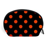 Polka Dots - Tangelo Orange on Black Accessory Pouch (Large)