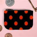 Polka Dots - Tangelo Orange on Black Mini Coin Purse