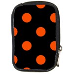 Polka Dots - Tangelo Orange on Black Compact Camera Leather Case