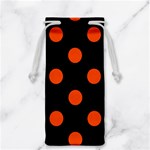 Polka Dots - Tangelo Orange on Black Jewelry Bag