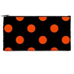 Polka Dots - Tangelo Orange on Black Pencil Case