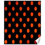 Polka Dots - Tangelo Orange on Black Canvas 8  x 10 