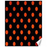 Polka Dots - Tangelo Orange on Black Canvas 11  x 14 