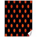 Polka Dots - Tangelo Orange on Black Canvas 12  x 16 