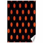 Polka Dots - Tangelo Orange on Black Canvas 12  x 18 