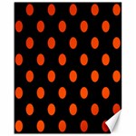 Polka Dots - Tangelo Orange on Black Canvas 16  x 20 