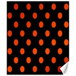 Polka Dots - Tangelo Orange on Black Canvas 20  x 24 