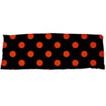 Polka Dots - Tangelo Orange on Black Body Pillow Case (Dakimakura) (One Side)