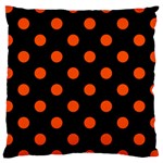 Polka Dots - Tangelo Orange on Black Large Cushion Case (One Side)