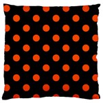 Polka Dots - Tangelo Orange on Black Large Flano Cushion Case (One Side)