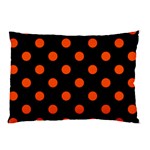 Polka Dots - Tangelo Orange on Black Pillow Case (One Side)