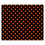 Polka Dots - Tangelo Orange on Black Double Sided Flano Blanket (Small)