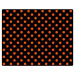 Polka Dots - Tangelo Orange on Black Double Sided Flano Blanket (Medium)