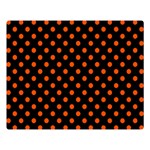 Polka Dots - Tangelo Orange on Black Double Sided Flano Blanket (Large)