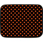 Polka Dots - Tangelo Orange on Black Fleece Blanket (Mini)