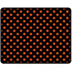 Polka Dots - Tangelo Orange on Black Double Sided Fleece Blanket (Medium) (Two Sides)