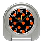 Polka Dots - Tangelo Orange on Black Desk Alarm Clock