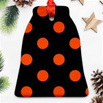 Polka Dots - Tangelo Orange on Black Ornament (Bell)