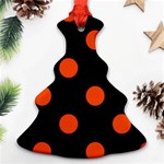 Polka Dots - Tangelo Orange on Black Ornament (Christmas Tree)