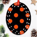 Polka Dots - Tangelo Orange on Black Ornament (Bell) Ornament (Oval Filigree)