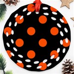 Polka Dots - Tangelo Orange on Black Ornament (Round Filigree)