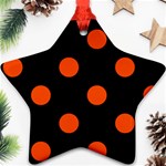 Polka Dots - Tangelo Orange on Black Ornament (Star)