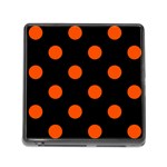 Polka Dots - Tangelo Orange on Black Memory Card Reader (Square)