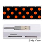 Polka Dots - Tangelo Orange on Black Memory Card Reader (Stick)