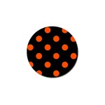 Polka Dots - Tangelo Orange on Black Golf Ball Marker