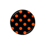 Polka Dots - Tangelo Orange on Black Hat Clip Ball Marker