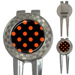 Polka Dots - Tangelo Orange on Black 3-in-1 Golf Divot