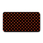 Polka Dots - Tangelo Orange on Black Medium Bar Mat