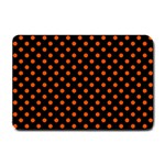 Polka Dots - Tangelo Orange on Black Small Doormat