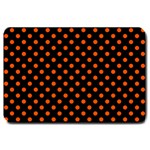 Polka Dots - Tangelo Orange on Black Large Doormat