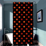 Polka Dots - Tangelo Orange on Black Shower Curtain 36  x 72  (Stall)