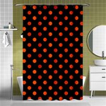 Polka Dots - Tangelo Orange on Black Shower Curtain 48  x 72  (Small)