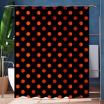 Polka Dots - Tangelo Orange on Black Shower Curtain 60  x 72  (Medium)