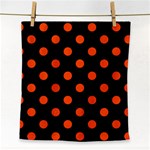 Polka Dots - Tangelo Orange on Black Face Towel