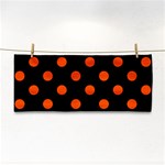 Polka Dots - Tangelo Orange on Black Hand Towel