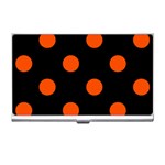 Polka Dots - Tangelo Orange on Black Business Card Holder