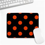 Polka Dots - Tangelo Orange on Black Small Mousepad