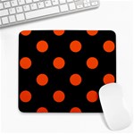 Polka Dots - Tangelo Orange on Black Large Mousepad