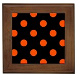 Polka Dots - Tangelo Orange on Black Framed Tile