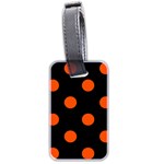 Polka Dots - Tangelo Orange on Black Luggage Tag (Two Sides)