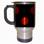 Polka Dots - Tangelo Orange on Black Travel Mug (Silver Gray)