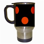 Polka Dots - Tangelo Orange on Black Travel Mug (Black)